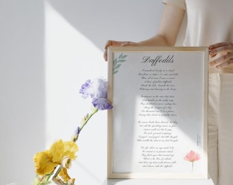 Daffodils Poetry Print, Botanical Wall Art (Digital Download A4 & A3)