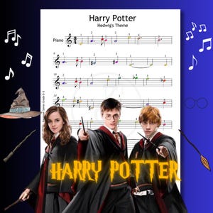 Hedwig’s Theme Piano Sheet - Easy Beginner, Color Coded Notes