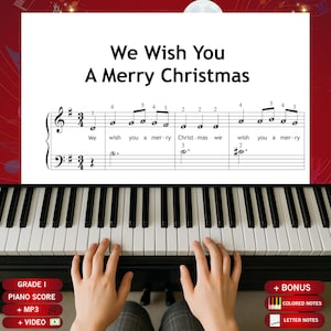 We Wish You a Merry Christmas Sheet Music: Easy Beginner Piano - Color Coded Notes