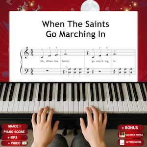 Partition de « When the Saints Go Marching In » : Piano débutant, air de Noël