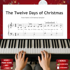 Twelve Days of Christmas Sheet Music: Easy Holiday Tune (Color Coded PDF)
