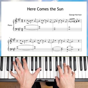 Hier kommt die Sonne Klavier Noten, Beatles, Easy Notes (MP3 Audio & Video Guide)