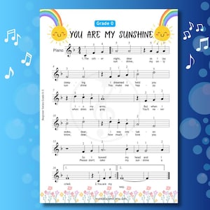 You Are My Sunshine Sheet Music - Easy Piano with Color Coded Notes