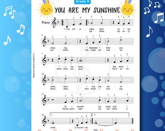 You Are My Sunshine Sheet Music - Easy Piano with Color Coded Notes