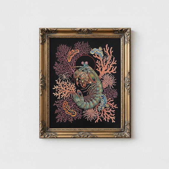 Mantis Shrimp Print: Marine Decor, Deep Sea Wall Art