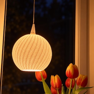 NOVA – Kugel Lampenschirm mit Wellenstruktur für A1 / A1e Sternleuchte | Moderner 3D Druck Lampenschirm | Skandi Deko | LED