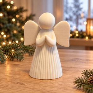 GABRIEL Engel – geriffelte Weihnachtsdeko mit Flügeln und betenden Händen – 3D-Druck Dekofigur – 14 / 18 / 25 cm – 10 Farben