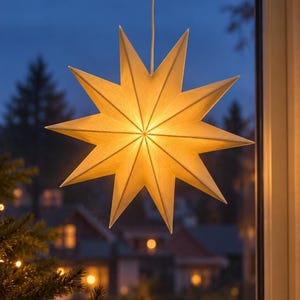 STARMY Weihnachtsstern mit Magnetverschluss – strukturierter 3D-Druck Dekostern – 142 × 150 mm – optional mit Kabel-Set & LED