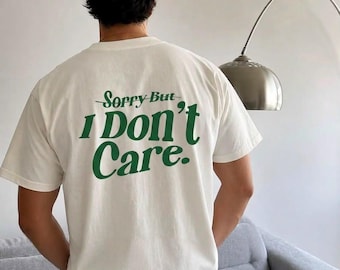 オーバーサイズコットンTシャツ｜「Sorry But I Don't Care」バックプリント、セントパトリックデーシャツ
