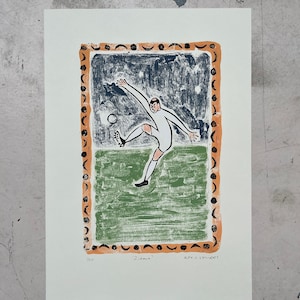 Zidane - Limited Edition Lino and Mono Print - Football - Alex Chilvers - Real Madrid - Soccer - Zinedine Zidane - Printmaking
