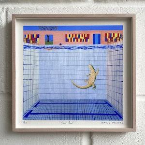 Croco Pool - Print - Swim - Swimming - Pool Painting - Alex Chilvers - Crocodile - illustration