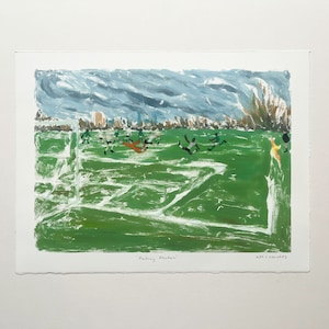 Hackney Marshes Limited Edition Monoprint autorstwa Alexa Chilversa - Grafika - Piłka nożna - Sunday League - Londyn