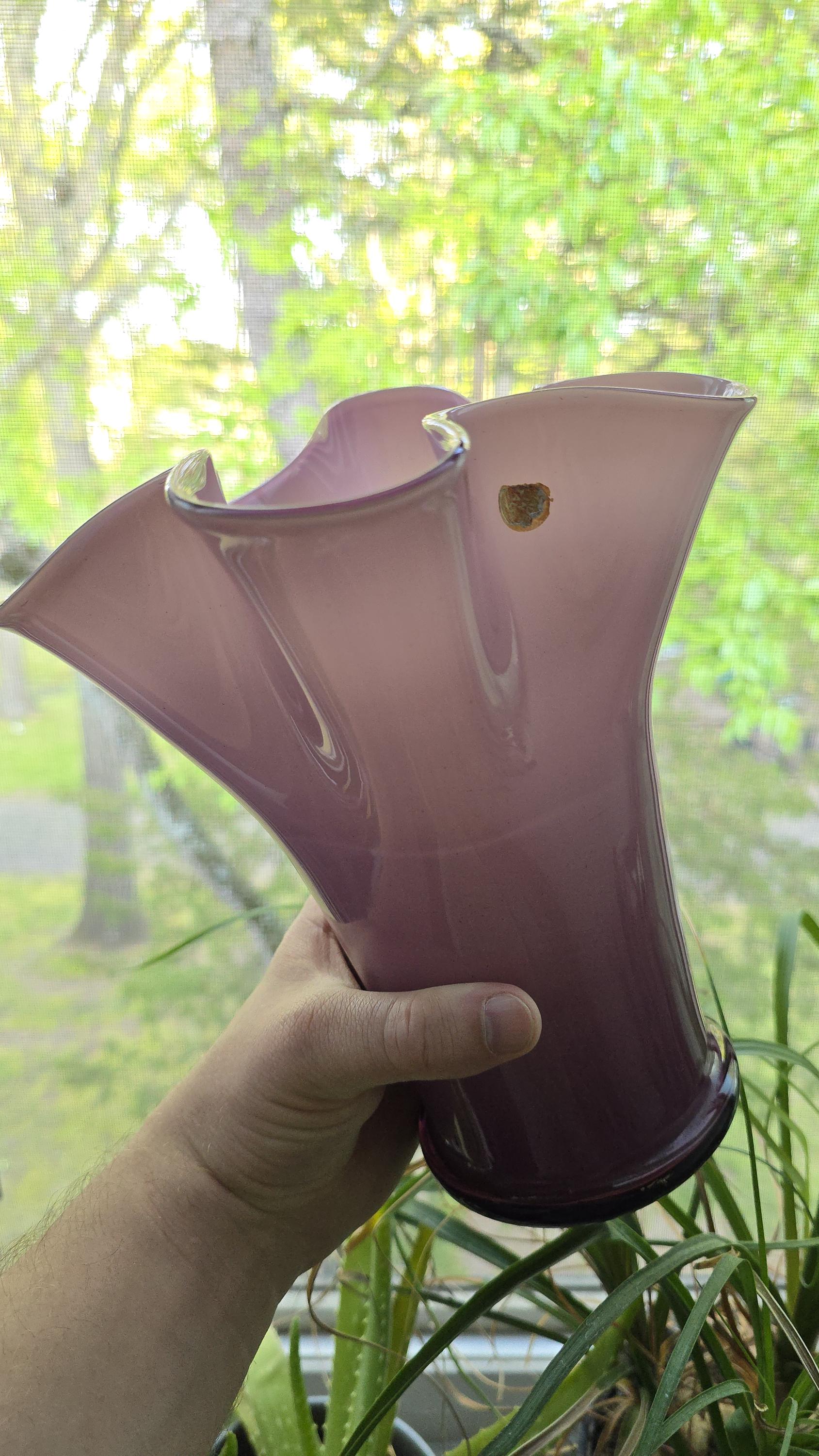 Vintage Purple Art Glass Vase - Etsy
