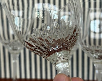 Copas de agua vintage Seneca Glass "First Lady" - Juego de 2 - Cristalería de plomo soplada a mano, corte 1408, tallo 1963 (1963-1983)
