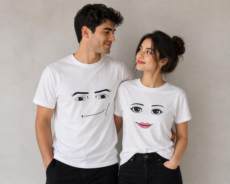 Man Face Meme T-Shirt, Funny Meme T-Shirt, Joke Tee, Gift Shirt, Trending Shirt, Oddly Tee, Roblox Matching Couple T-Shirt image 1