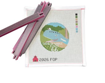 Route 66 Catoosa Blue Whale  Needlepoint canvas WITH FREE stretcher bars