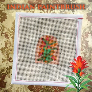 Small Floral Needlepoint Canvas, Vintage-Style Stitching Supply, Includes Stretcher Bars