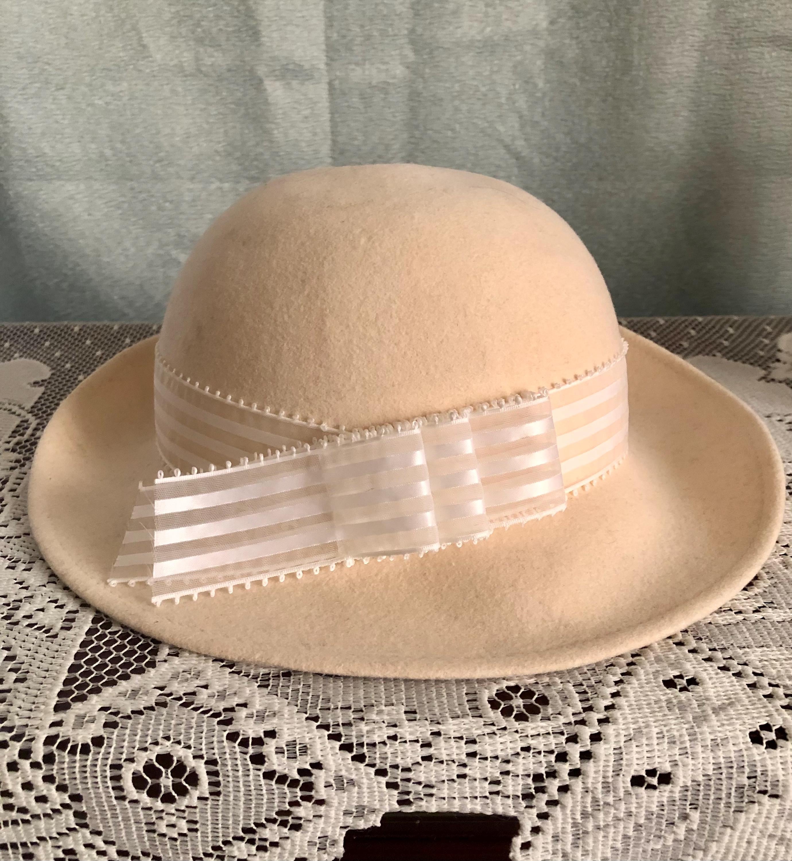 Vtg Adolfo II I. Green & Tan Wool Felt Cloche Bow Church High Tea Hat Sz S Adolfo Ii Hats - Etsy main image 4