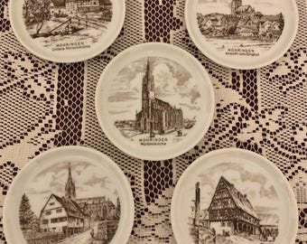 Vintage 1970's Furstenberg Porzellan German Souvenir Coasters (Set of 5)