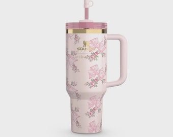 Stanley X Tumbler Love Shack Fancy 40oz Holiday Rosa Beaux Blue Gift Box Cup
