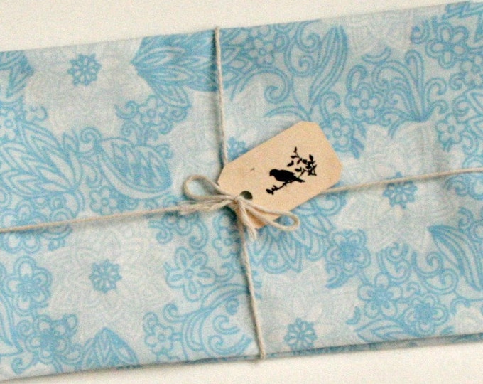 Vintage Sheet Fabric Blue Floral Print Fat Quarter Sewing Etsy