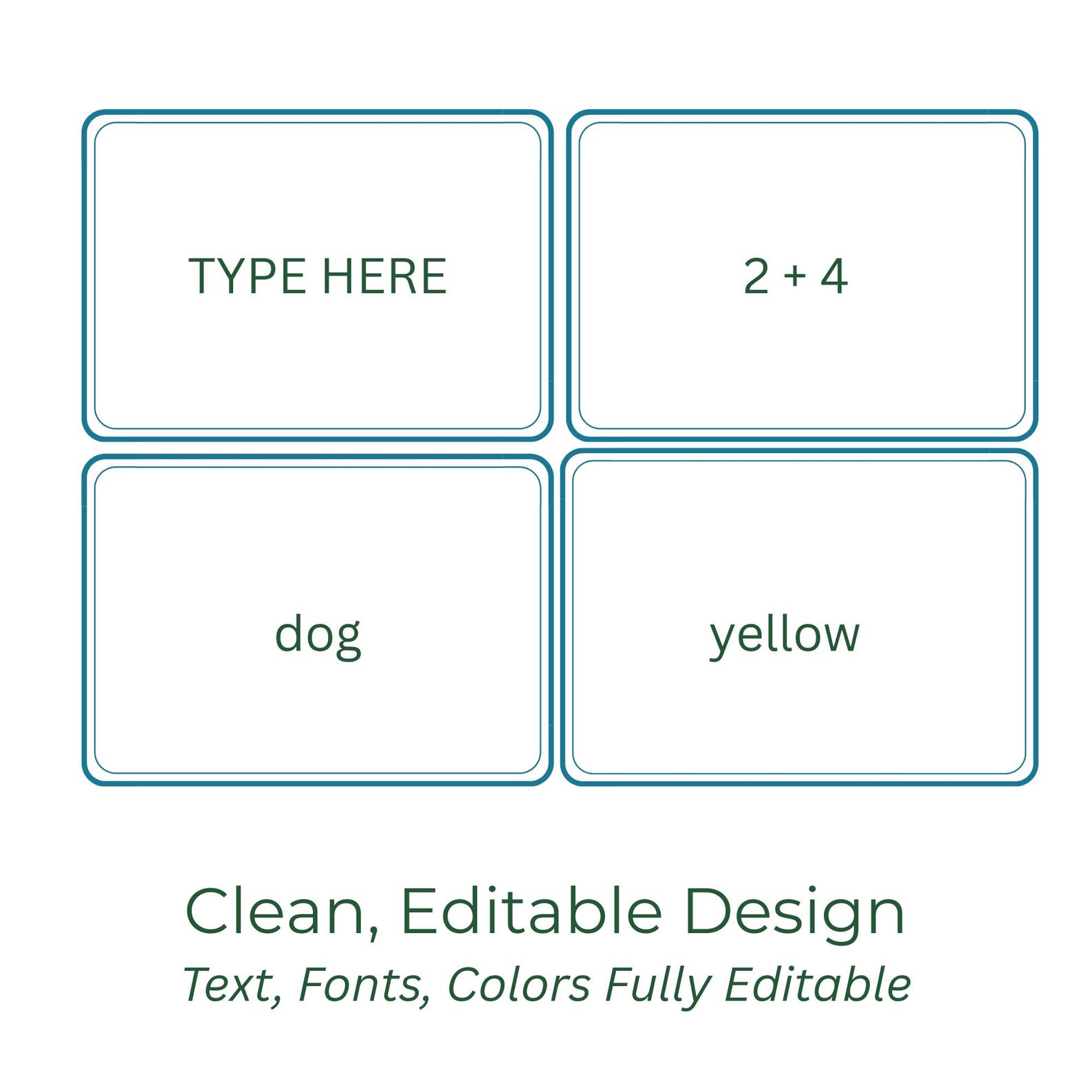 Editable Flashcards Template | Canva Flashcards | Printable Double