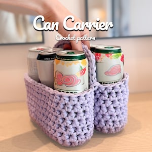 Can Carrier 6-Pack Crochet Pattern | Drink Carrier| T-Shirt Yarn | Beer Holder | Instant Download PDF