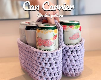 Modèle de porte-canettes au crochet (lot de 6) | Porte-boissons | Fil à t-shirt | Porte-bières | Téléchargement PDF instantané