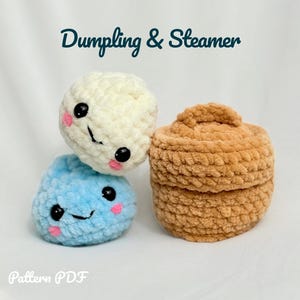 Crochet Dumpling in Steamer Basket Pattern | Kawaii Amigurumi Food Plush (PDF Download)