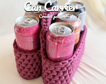 Can Carrier 6-Pack Crochet Pattern | Drink Carrier| T-Shirt Yarn | Beer Holder | Instant Download PDF