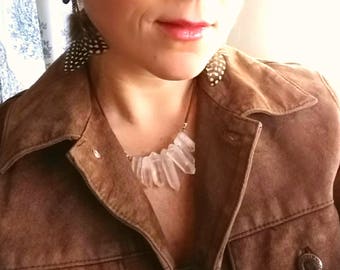Leather and Crystal Quartz points with Sterling silver