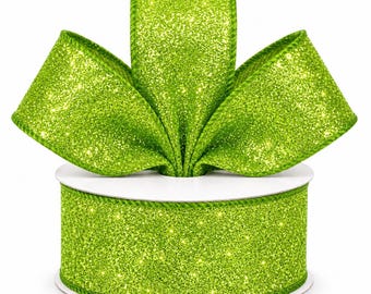 Limoengroen glitter koordlint | 1,5 inch lentelint | Sprankelend groen lint voor kransen, strikken, cadeauverpakking, Pasen en St. Patrick's Day