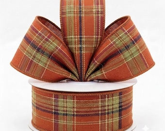 Autumn Plaid Wired Ribbon | Thanksgiving Fall Crafting, Home Decor | 2.5” x Various Lengths Available | 26-101APWR