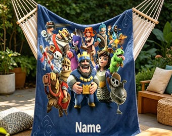 Clash of Clans Flannel Throw Blanket, Personalized Custom Name Gaming Decor