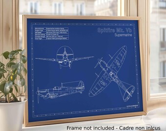 Dibujo técnico de aviación del Supermarine Spitfire Mk Vb (A3)