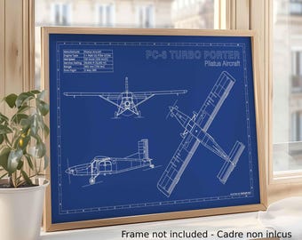 Dibujo técnico de aviación / Formato A3 / Decoración de aviación - Regalo para pilotos