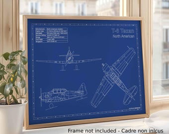 Dibujo técnico de aviación del North American T-6 Texan (A3)