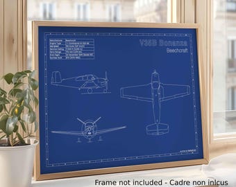 Dibujo técnico de aviación / Formato A3 / Decoración de aviación - Regalo para pilotos