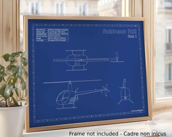 Dibujo técnico de aviación del helicóptero Robinson R22 Beta II (A3)