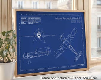 Dibujo técnico de aviación IAR 80 / Dibujo técnico de aviación / Formato A3 / Decoración de aviación - Regalo para piloto