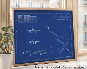 Dibujo técnico de aviación / Formato A3 / Decoración de aviación - Regalo para pilotos