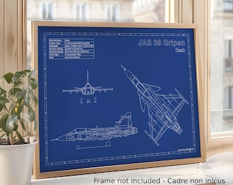 Dibujo técnico de aviación del Saab JAS 39 Gripen (formato A3)