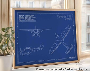 Dibujo técnico de aviación / Formato A3 / Decoración de aviación - Regalo para pilotos