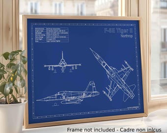 Dibujo técnico de aviación del Northrop F-5E Tiger II (formato A3)