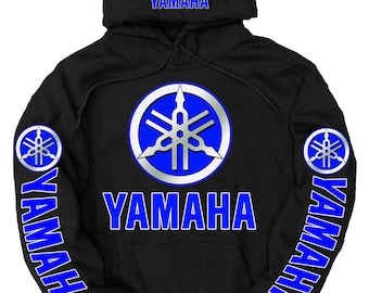 Yamaha Blue Logo Black Hoodie Motocross YZF Pullover