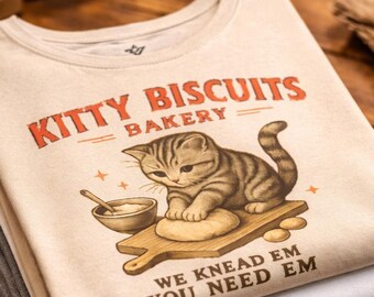 Kitty Biscuits Bakery Cat T-Shirt, Graphic Tee, Comfort Colors Shirt