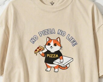 Cat T-Shirt ,Funny Pizza Lover Gift ,Cartoon Cat Shirt ,Graphic Tee for Men & Women