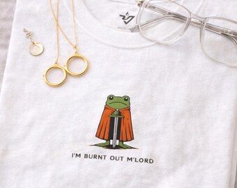 Frog Knight T-Shirt, Medieval Frog Meme Tee, Burnt Out M'Lord Shirt