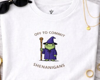 Off to Commit Shenanigans Wizard Frog Funny DnD Tee, Ren Faire Fantasy Gift