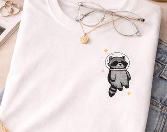 Space Raccoon T-Shirt, Cosmic Animal Tee, Chaotic Raccoon Shirt, Spooky Gamer Gift